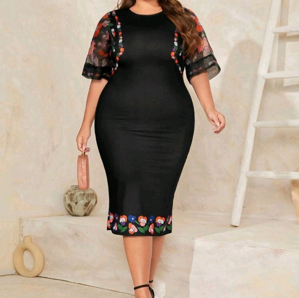 SHEIN Clasi Plus Floral Organza